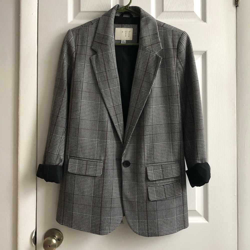 Oversized plaid blazer - 4